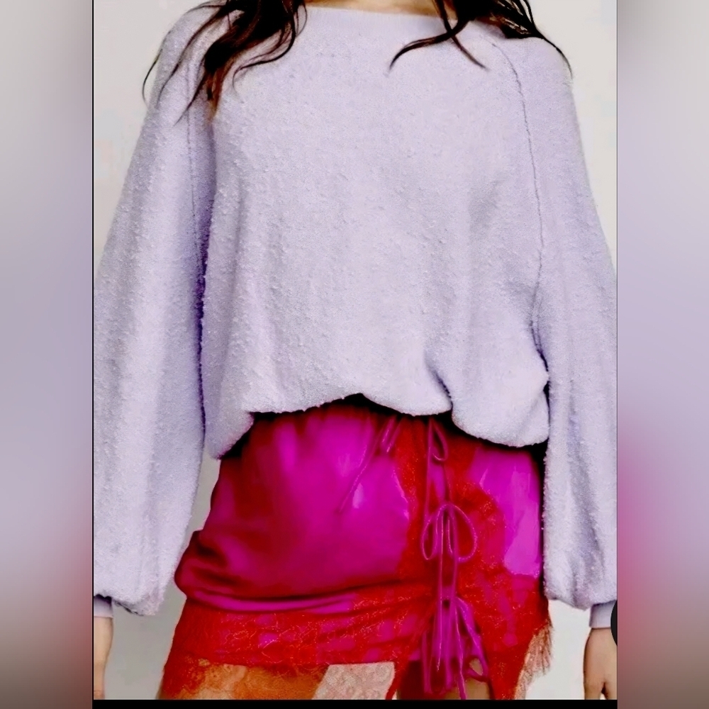 Free People Lavender Crew Neck Sweater